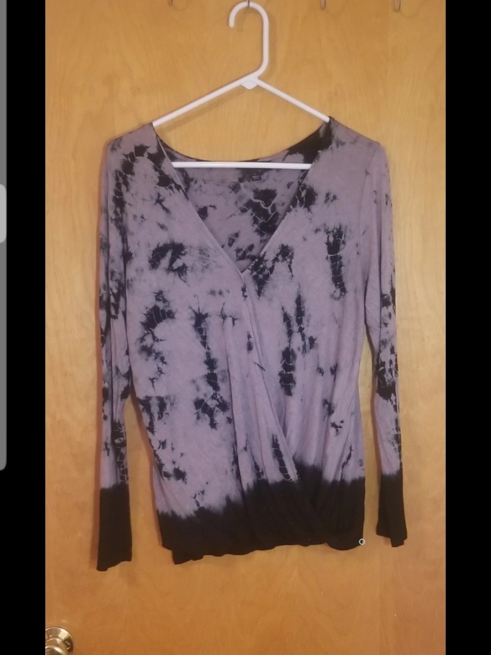 Rock & Republic Drape Front Knit Shirt Long Sleeve Faux Wrap Top Womens Size M
